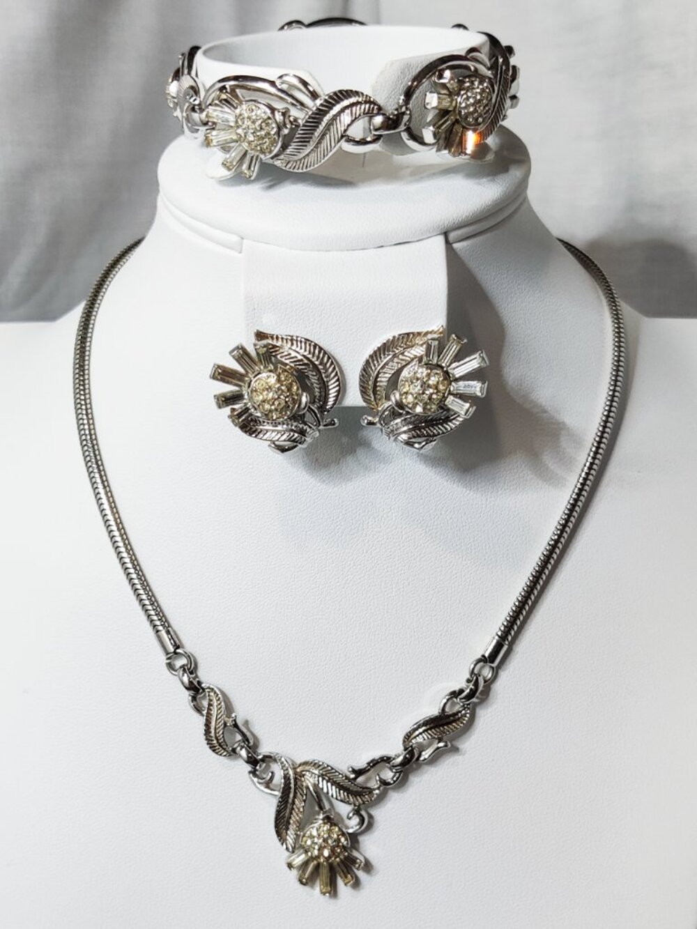 1954 Crown Trifari Alfred Philippe Radiance Thistle Necklace Bracelet Earrings